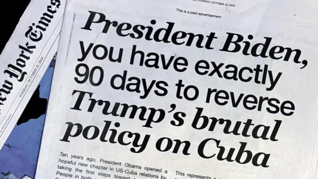 Exigen a Biden revertir sanciones a Cuba en sus últimos 90 días de mandato Exigen a Biden revertir sanciones a Cuba en sus últimos 90 días de mandato